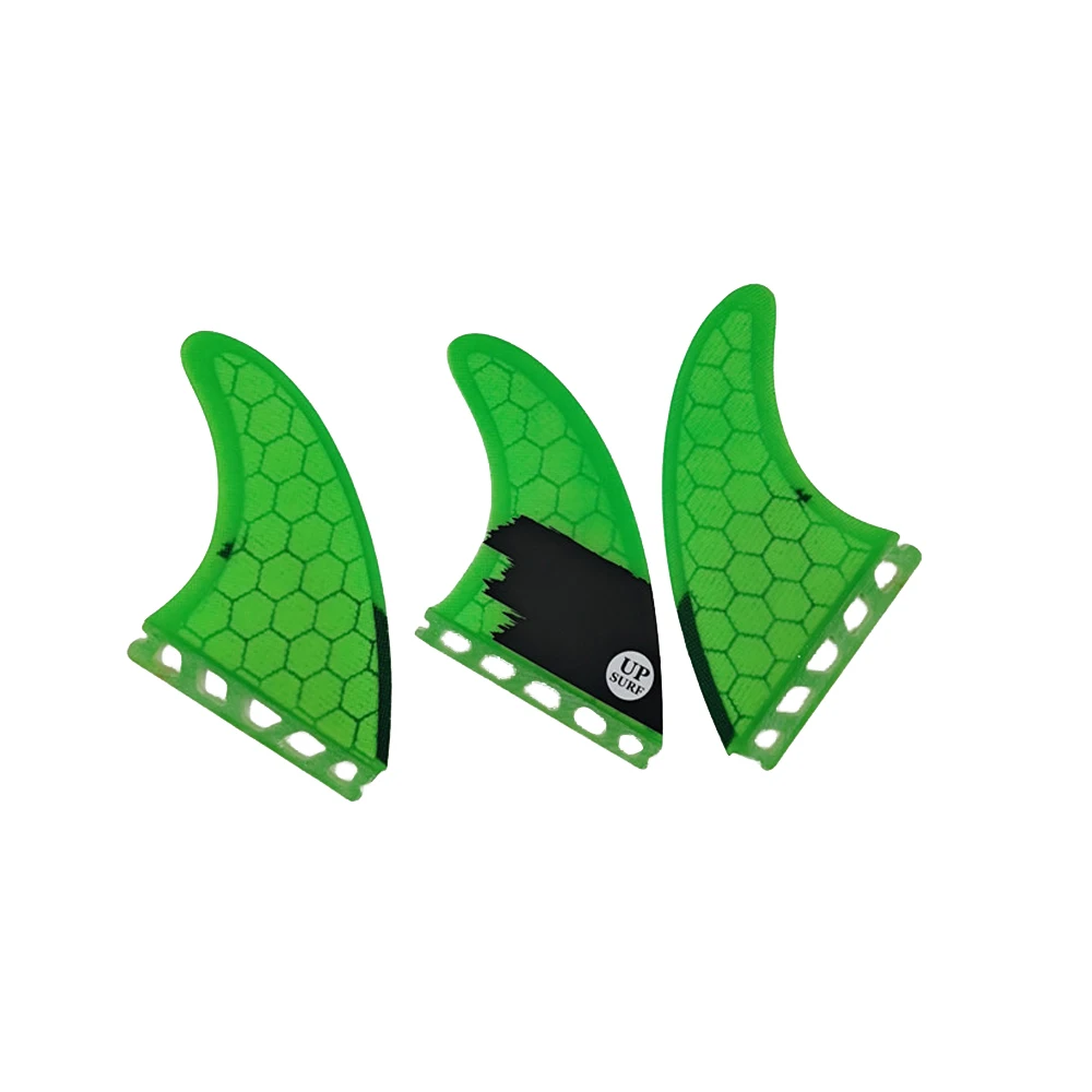 New Arrived Single Tabs Fins AM2  Fibreglass Honeycomb Large Green with Black Surfboards Fin 3 pieces per set prancha quilhas de