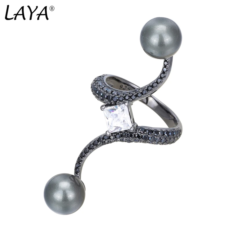 Laya 925 Sterling Silver  High Quality AAAAA Zirconium Pop Pearl Ring For Women  Party Fashion Birthday Jewelry 2021 Trend