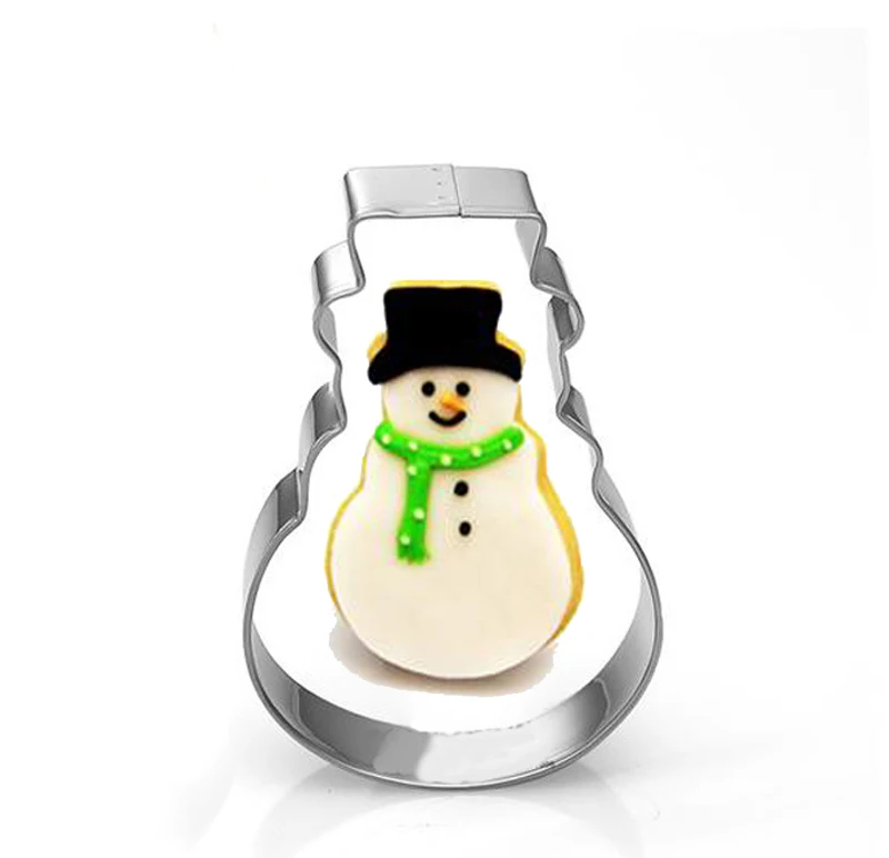 Snowman Cookie Cutter Stainless Steel Biscuit Knife Baking Fruit Kitchen Tools Mold Embossing Printing 