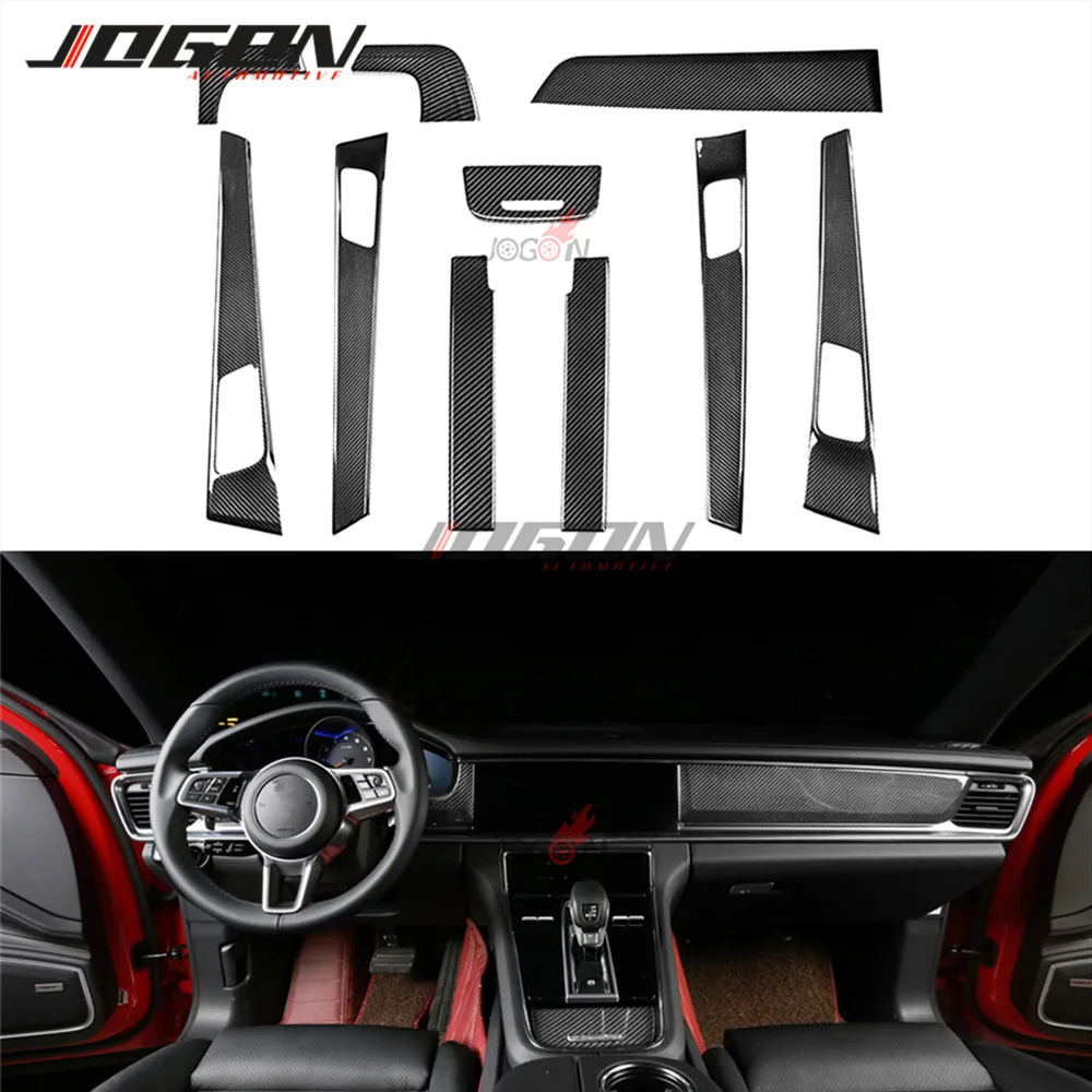 

Car Interior Central Console Gear Shift Frame Interior Door Panel Trim For Porsche Panamera 971 2017Real Carbon Fiber 10pcs LHD