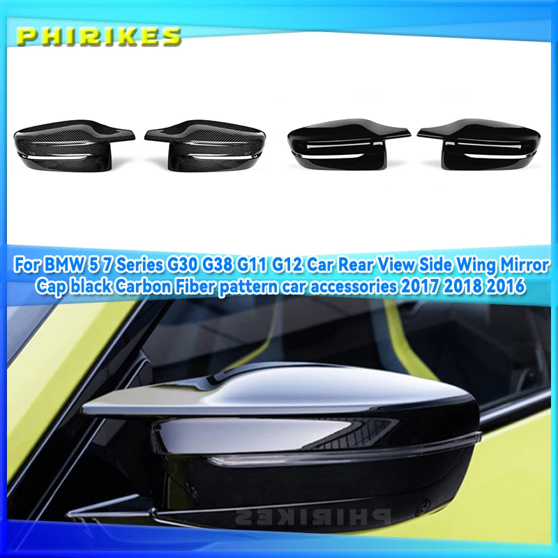 

For BMW 5 7 Series G30 G38 G11 G12 Car Rear View Side Wing Mirror Cap black Carbon Fiber pattern car accessories 2017 2018 2016