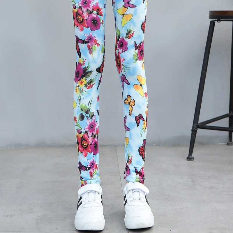 Leggings para niña, pantalones finos con estampado elástico para primavera y otoño, pantalones coreanos para niños, ropa de verano