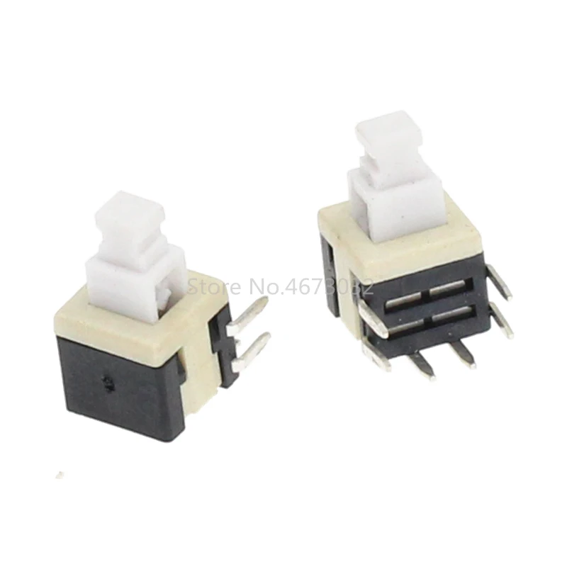 20PCS 5.8x5.8mm x Height 10.1 mm Push Button Switch On/Off Through Hole PCB DPDT Lock Right Angle Key switch Self Lock Push