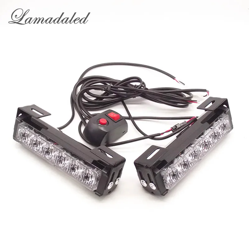 2pcs led Police light emergency hazard strobe lights bar car grill blinking warning lamp red blue amber white