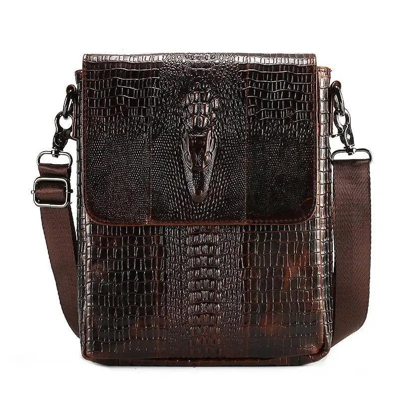 

2021 New Luxury Men's Handbags 100% Genuine Leather Male Shoulder Bag Fashion Crossbody Bag Boy Brand Alligator Messenger Bags