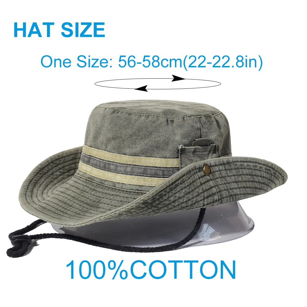 Fishing Hat Men Women Boonie Hat Wide Brim Bucket Hat Outdoor Safari Summer Cap Cotton Bucket Hat Hiking Sun Hats