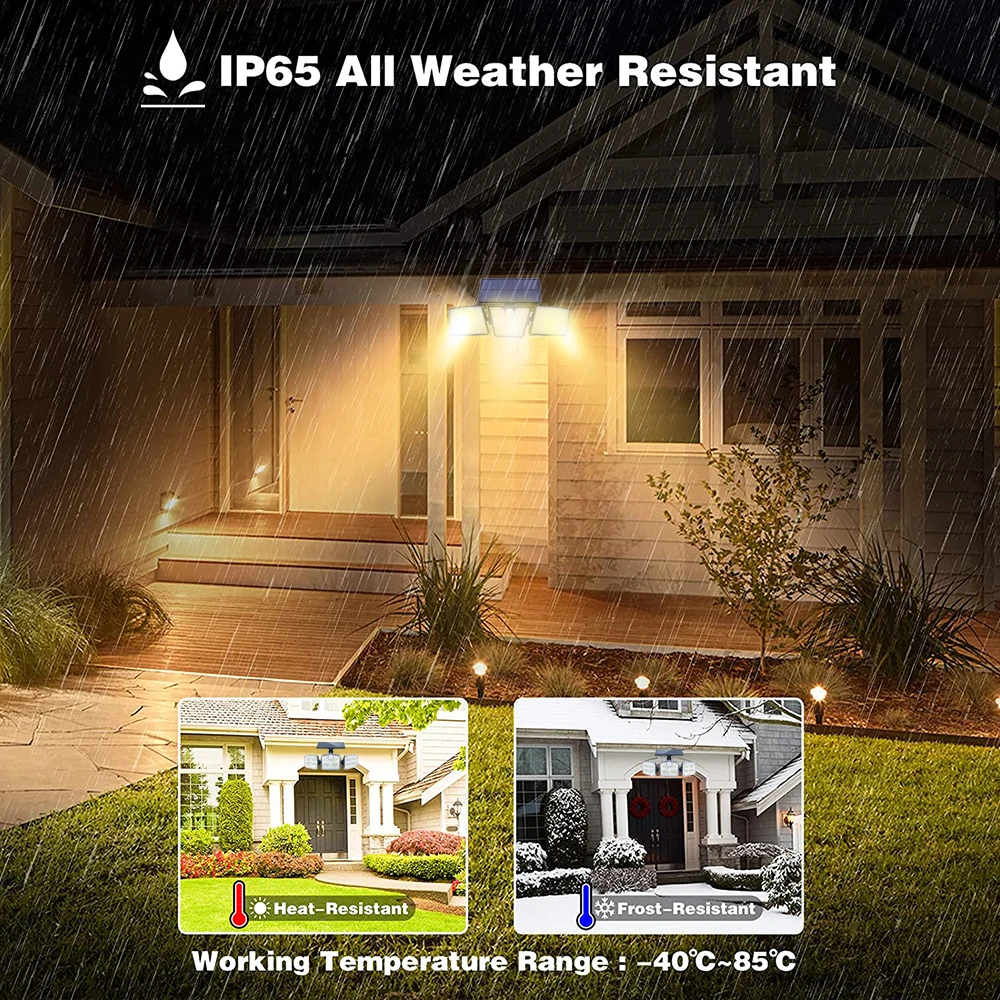 265 solarne lampy uliczne LED Outdoor 3 Motion Sensor lampa ścienna na energię słoneczną 270 szerokokątne oświetlenie 2400mAh do oświetlenia pejzaż z ogrodem