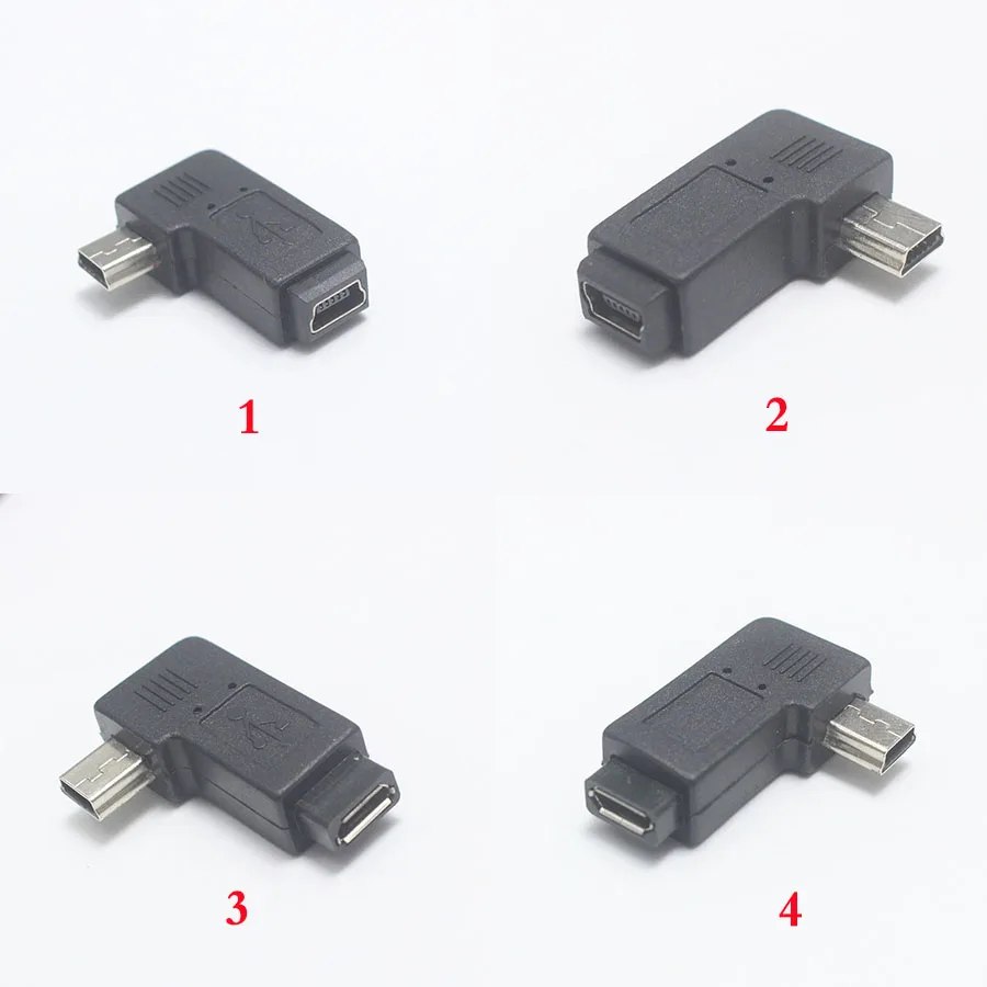 1 szt. 90 stopni lewy i prostopadły Mini USB 5pin żeńska do Micro USB męska synchronizacja danych przejściówka Micro USB do złącza Mini USB