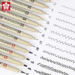 Japan SAKURA MICRON Black Fine Point Pen Waterproof and Lightfast Special for Art Drawing