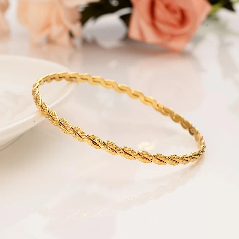 8 pcs Fashion Dubai Bangle Jewelry Gold Color Dubai Bracelet For Men/Women Africa Arab Items wedding bridal gifts