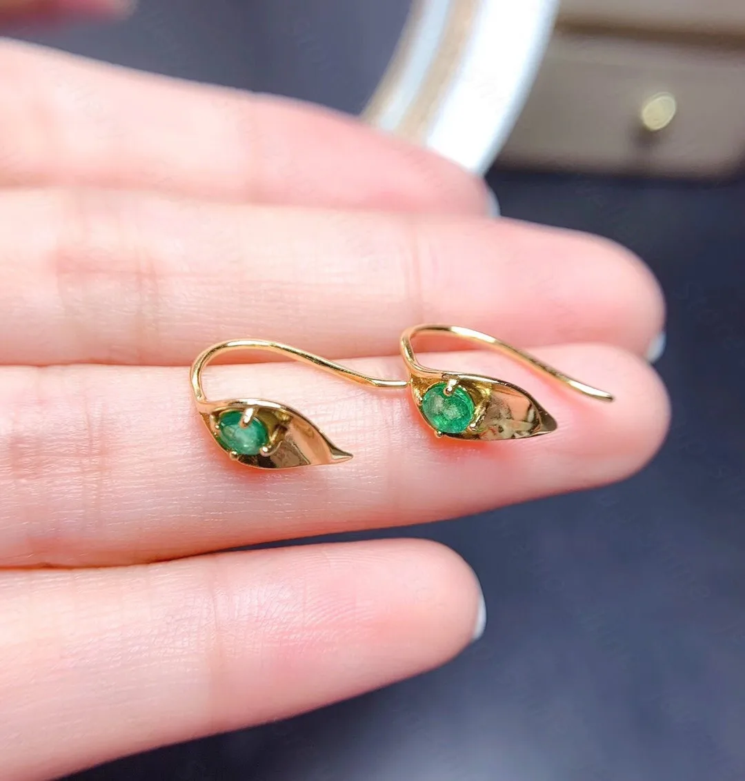 

Natural emerald earrings 925 silver women's earrings luxurious atmosphere fashion all-match