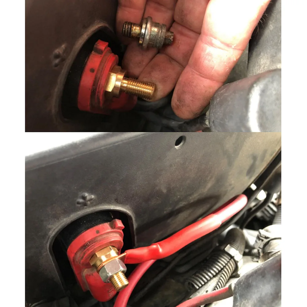 Solid Brass Side Post Terminal, Fits 3/8-16 Threads, Long Stud Adapter, Fits Standard Side Terminal Battery Sockets GM