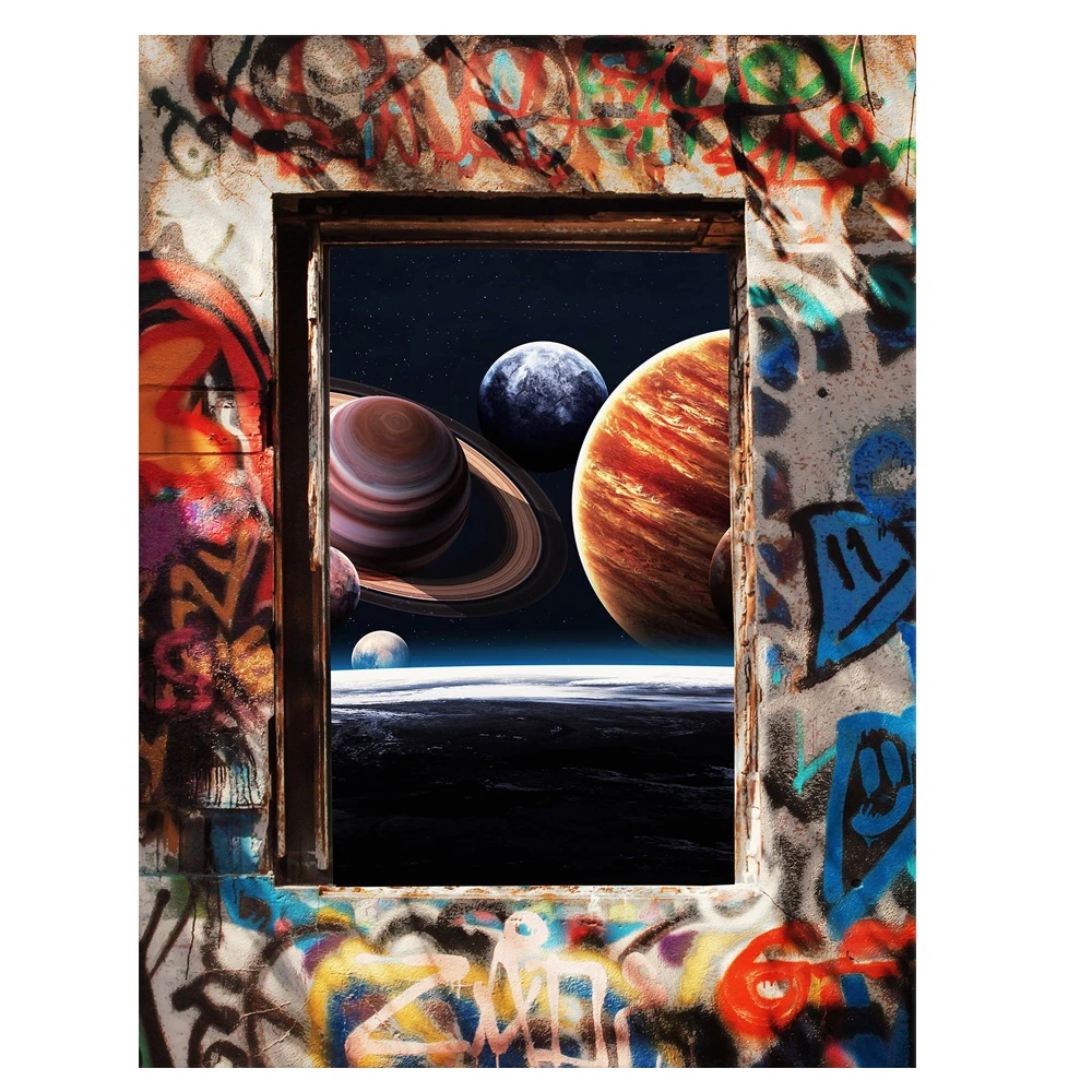 Interstellar Travel Graffiti Art Paintings on the Wall Canvas Hole In Space Posters and Prints Modern Art Pictures Home Decor