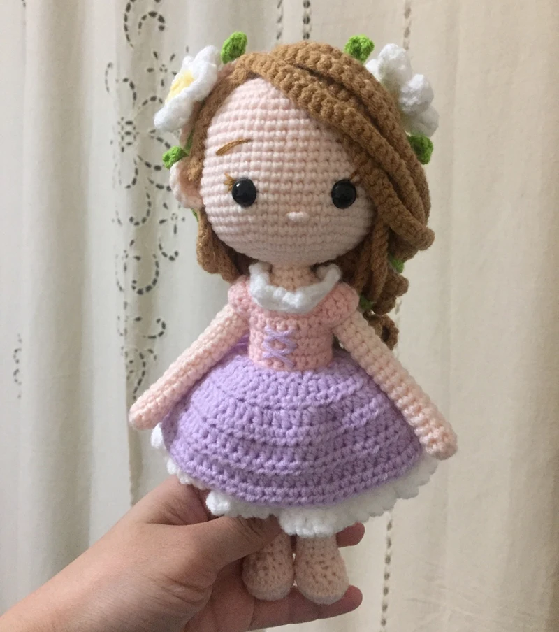 Knitting Dolls Hand Cinderella Snow White princess doll Dolls Crochet Yarn  Handmade Knitted Toy finished Knit FabricToy present