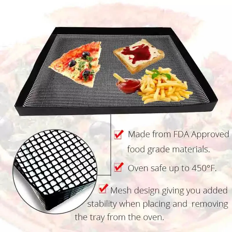 YOMEEI 1Pcs Non-stick Coating Baking Tray Mat Food Basket Roaster Rack Oven Baking Mesh Tray Heat Resistant Baking Tools