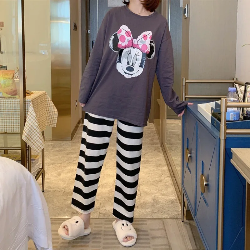 Mickey Minnie the Lion King print girl long-sleeved pajamas autumn cute loose long-sleeved trousers pajamas home service suit