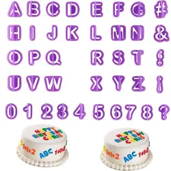 40pcs/set Alphabet Cake Molds Figure Plastic Letter Fondant Mold Cookie Cutter Number Cake Mould Baking Decorating Tools Pastry