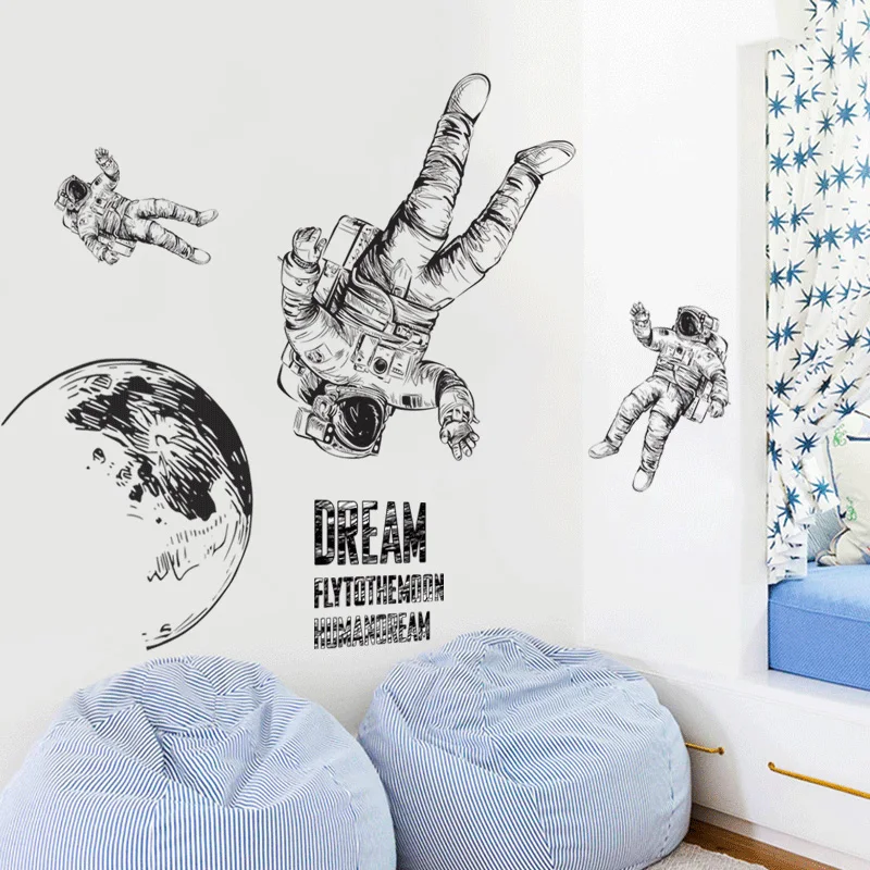 

Astronaut Space Roaming Wall Sticker Kids Room Decoration Wallpaper Living Room Bedroom Background Decor Childhood Dream Mural