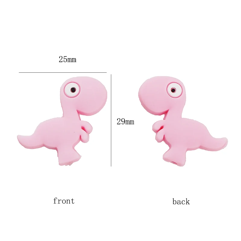 Chenkai 50PCS BPA Free Dinosaur Silicone Beads Baby Cartoon Teething Bead Food Grade For Baby Making Jewelry Necklace Gift