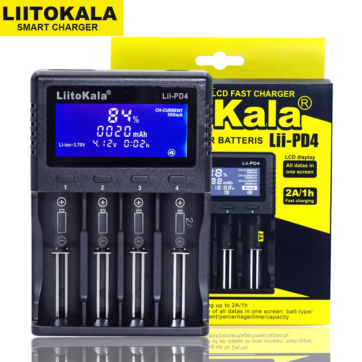 LiitoKala Lii-PD2 Lii-PD4 Lii-S6 Lii500 battery Charger for 18650 26650 21700 18350 AA AAA 3.7V/3.2V/1.2V lithium NiMH batteries