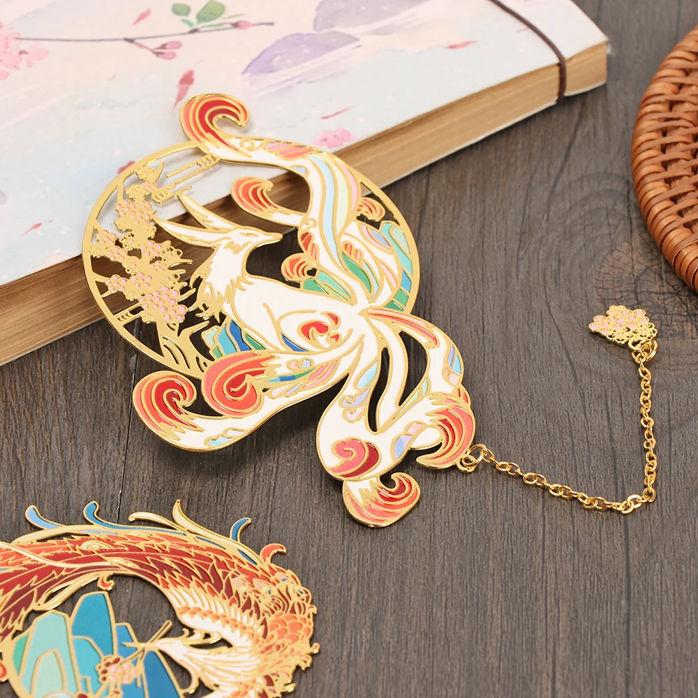 Chinese Style Brass Bookmark Tassel Pendant Retro Book Clip Metal Pagination Mark Student Gift Stationery School Office Supplies