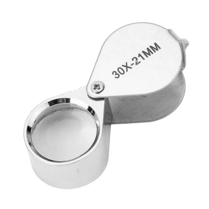 New Metal Folding 30X 21mm Jewelers Eye Loupe Magnifier Pocket Magnifying Glass