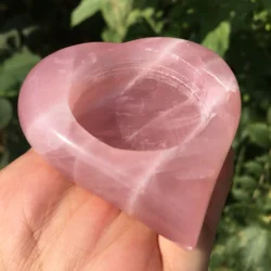 Natural Crystal Candlestick Polished Rose Quartz Candelabrum Hand Carved Pink Gemstone Lucky Fortune Healing For Decor