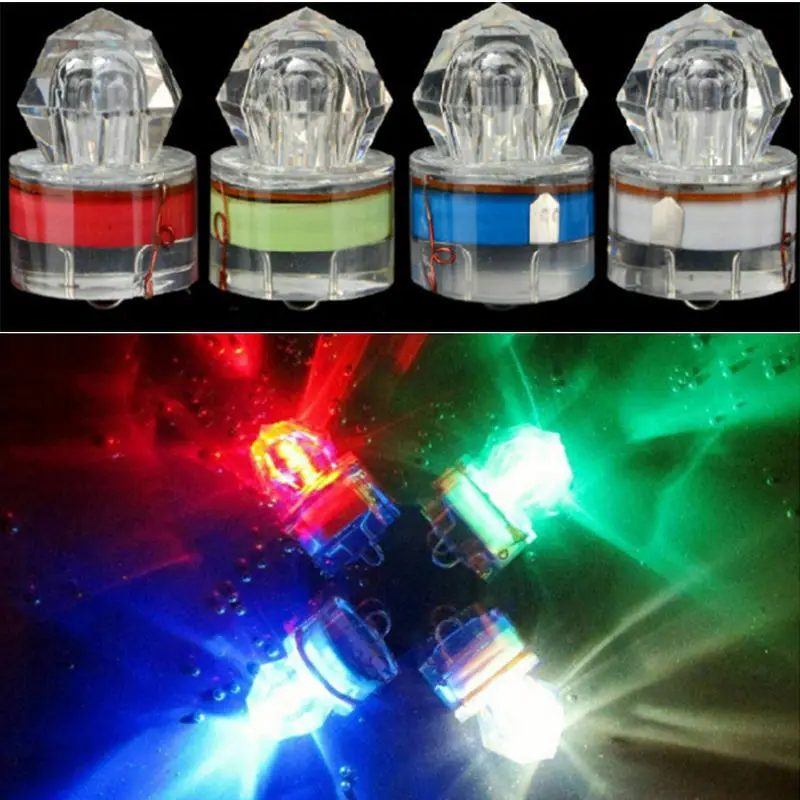 5Pcs/Set Fishing Bait LED Light Mini Underwater Lure Light Flash Fishing Bait Lamp Diamond Shape Deep Drop Lure Attracting Fish