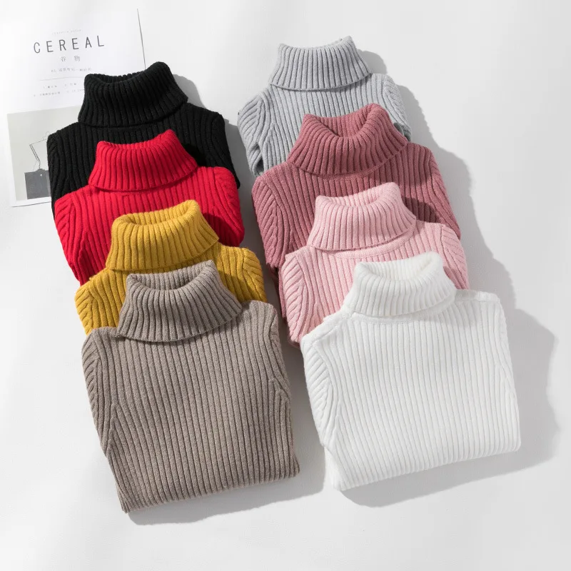 

Girls Sweaters Turtleneck Solid Color Knitting Sweater Autumn Children Clothing White Pullover Kids Tops 2t 3t 4t 8 12 13 Years