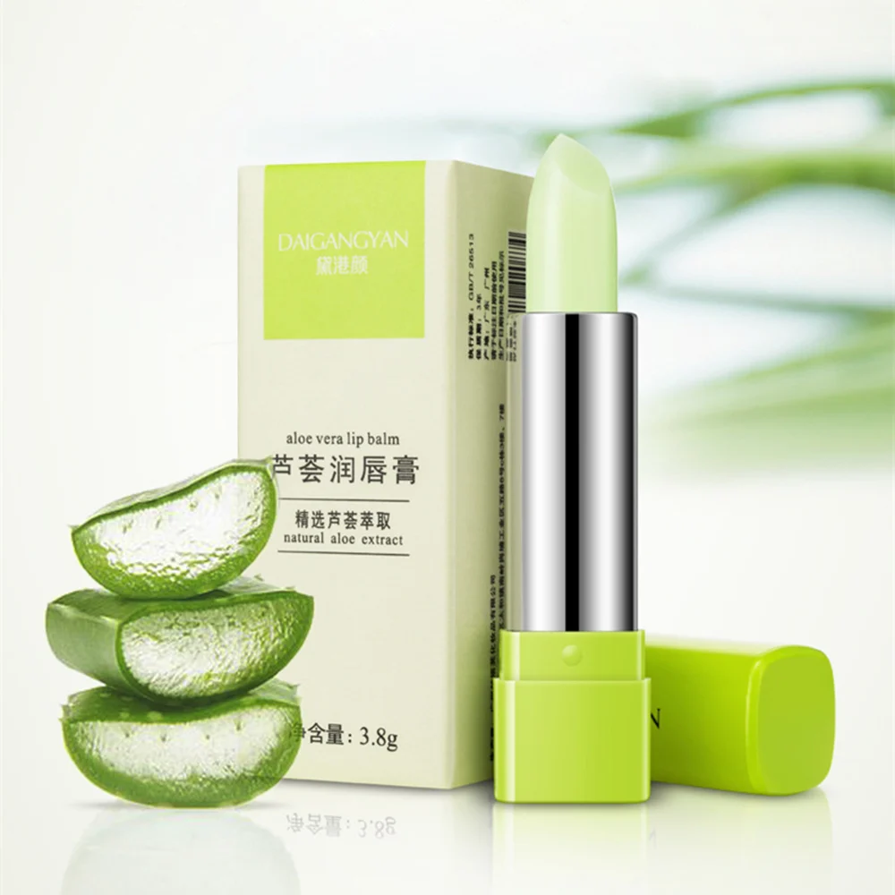 1Pcs Aloe Vera Kleur Veranderende Lippenstift Hydraterende Hydraterende Lippenbalsem Blijvende Voedende Reparatie Schrale Lippen Make-Up Cosmetische