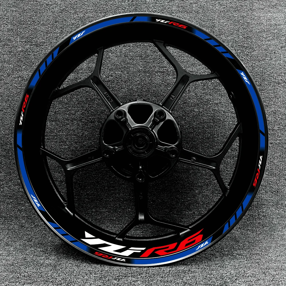 New For Yamaha YZF R6 Motorcycle Logo 17 Inch Inner And Outer Wheel Rim Hub Decal Decoration Waterproof High Reflective Sticker