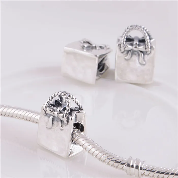 

NEW 925 Sterling Silver Screw Core Shopping Bag Charm Beads Fits Original Pandora Charm Bracelet DIY Jewelry Making LW302