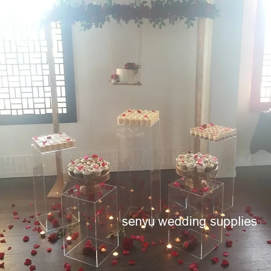 Custom clear acrylic decoration colums plastic hollow ballon container flower stand for wedding party senyu0704