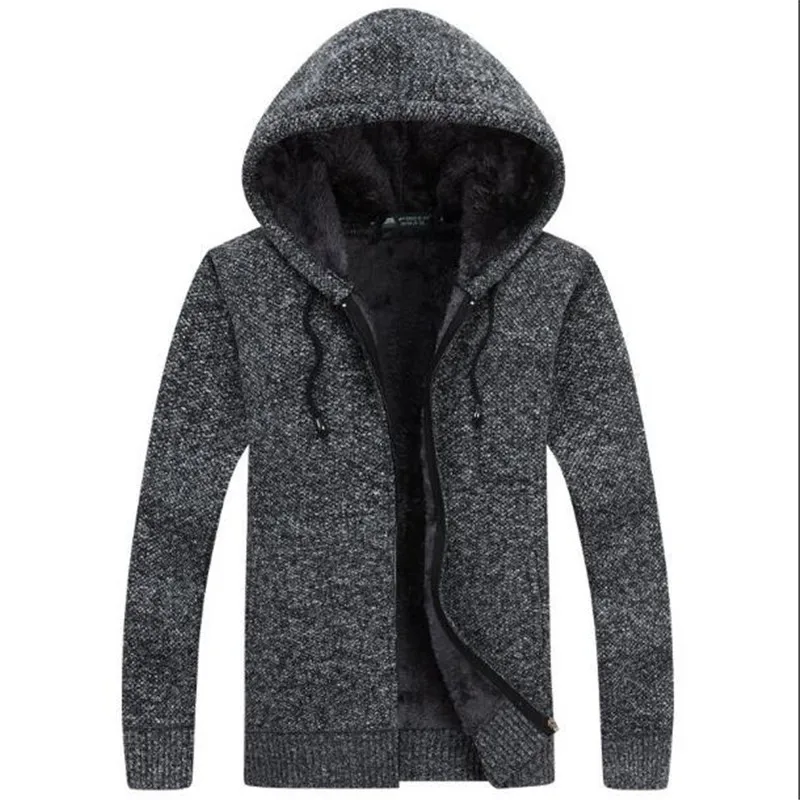 2019 New Sweater Men Autumn Winter Pullovers Coats Male Thick Warm Wool Male Hooded Jackets Casual Zipper Knitwear Size M-3XL