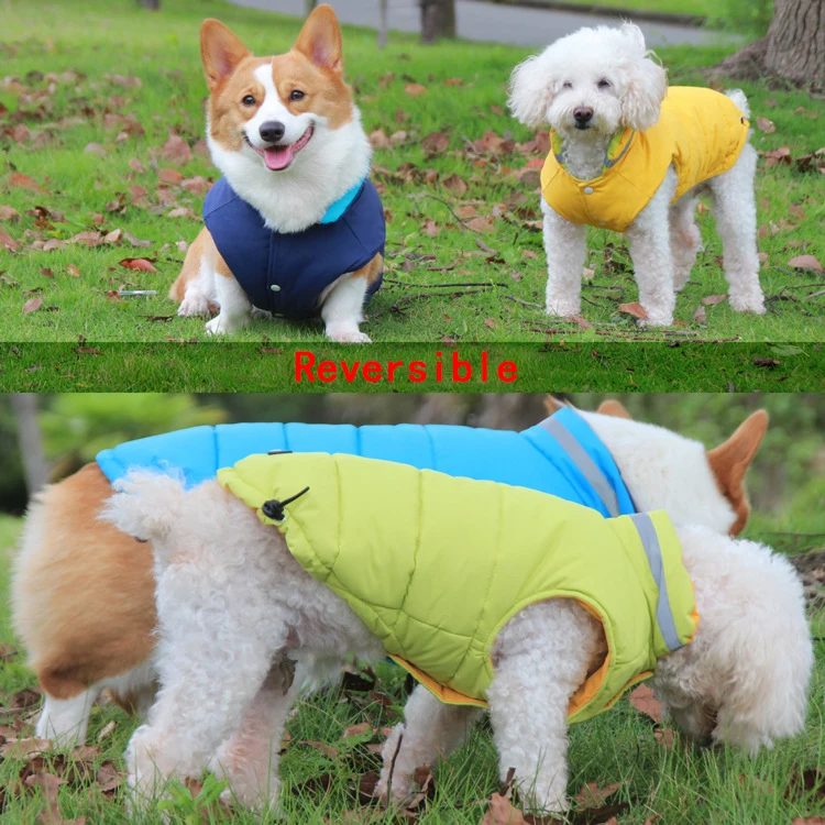 Waterproof Reflective Dog Clothes Reversible Dog Coat Jacket Winter Welsh Corgi Clothing Small Big Large Pet Costume Outfit Vest