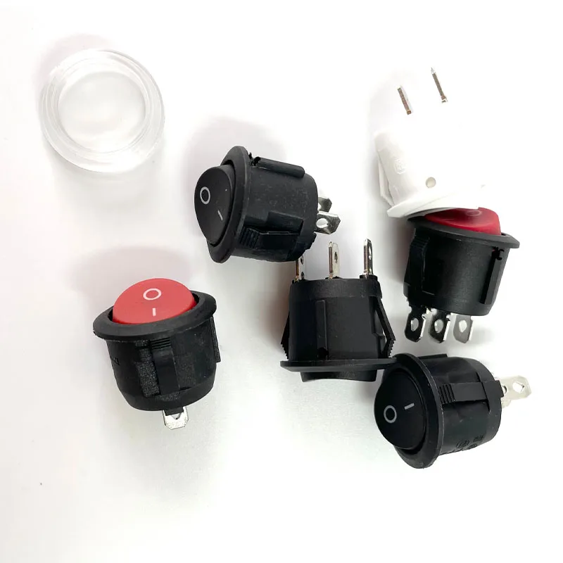 1pc 22mm Red Black White ON/OFF Round Rocker Toggle Switch 6A/250VAC 10A 125VAC Power switch cap with Plastic Push Button Switch