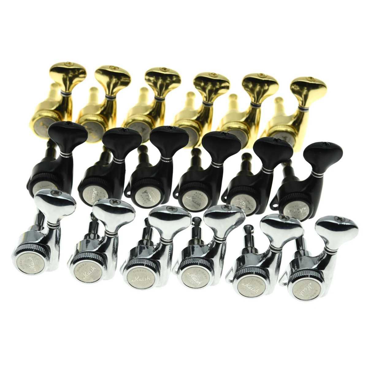 

KAISH Left Handed 6 Inline 18:1 Guitar Locking Tuners Machine Heads Locking Tuning Keys Pegs for Strat/Tele or Electric Guitars