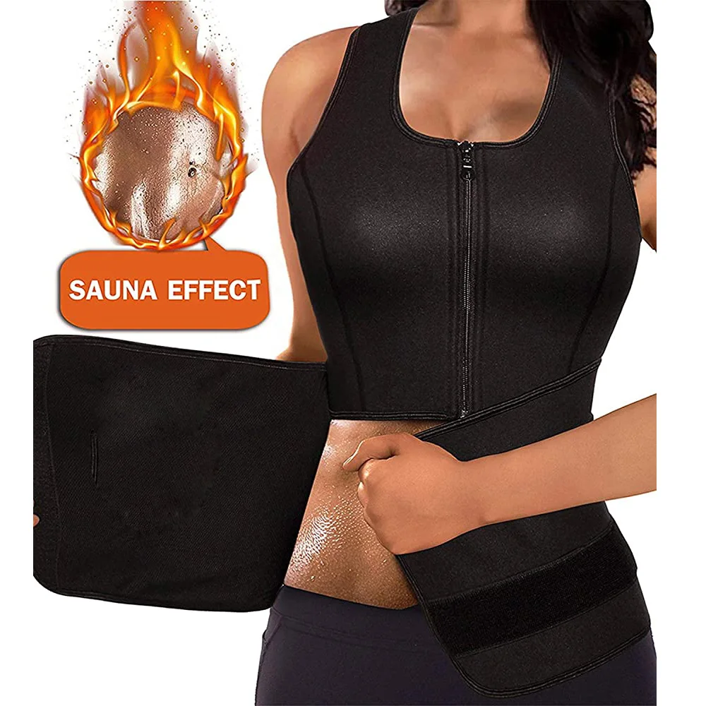 

Sauna Vest Sweat Shaper Body Shapewear Women Slimming Belly Sheath Neoprene Waist Trainer Fitness Girdle Lose Weight Belt Zipper