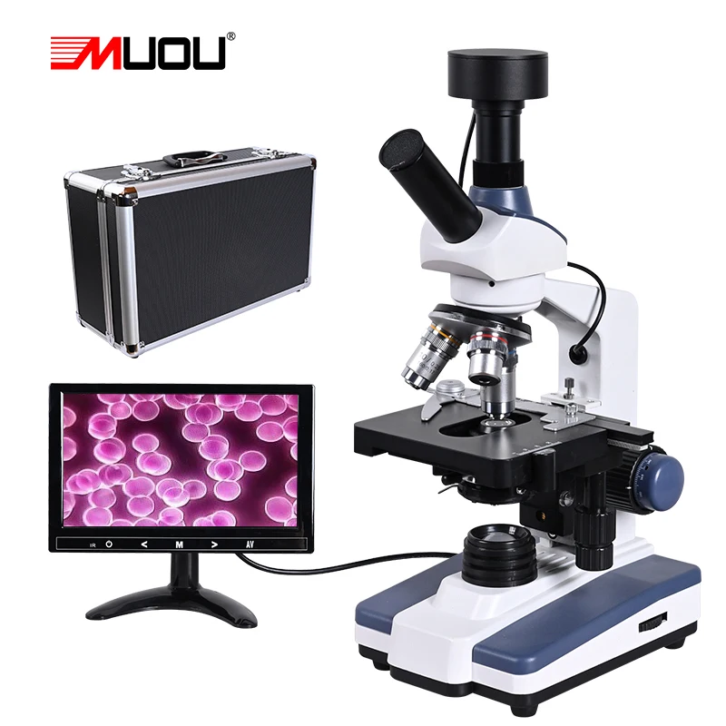 1500X Binocular Digital Biological Laboratory Microscope, 9” LCD+5MP Electronic Lens+USB Cable+Metal Case