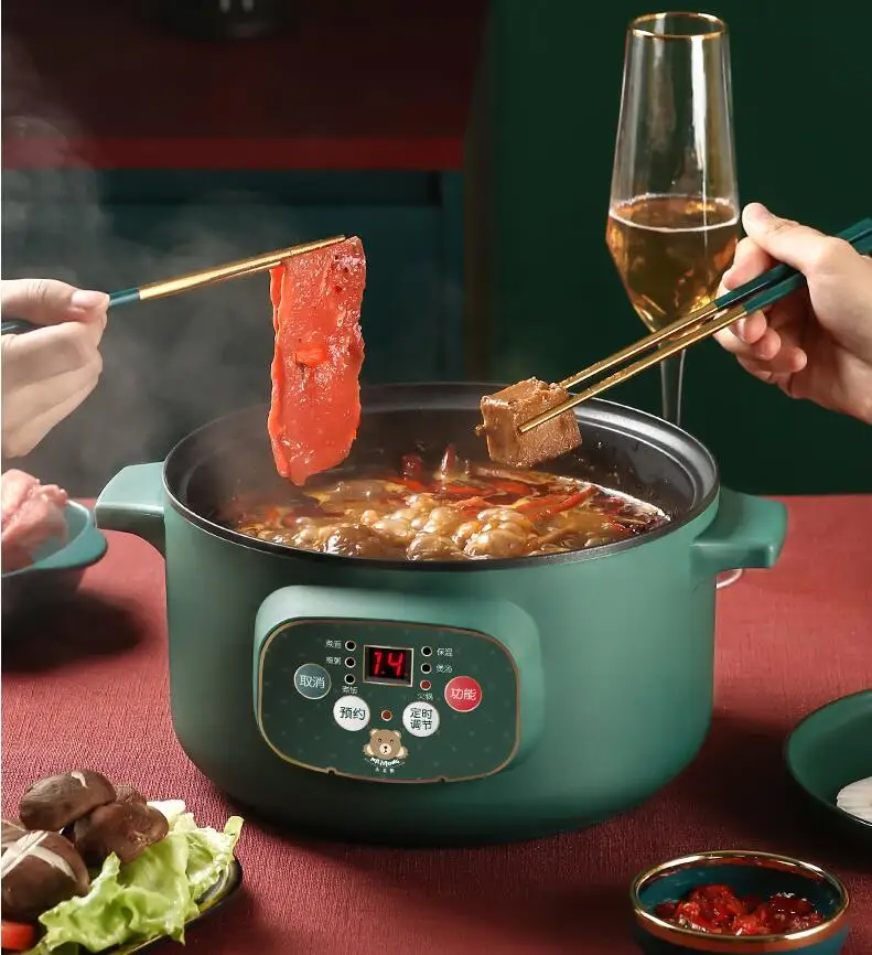 Бытовая электрическая сковорода 220 В с антипригарным покрытием, портативная мультиварка, простота в эксплуатации