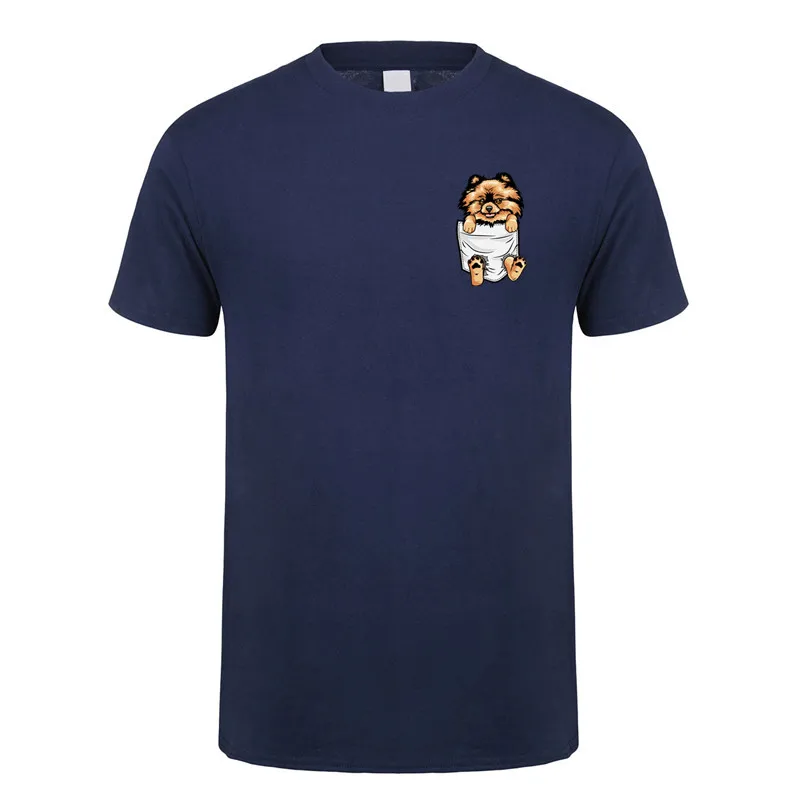 

Pomeranian In Pocket T Shirt Men/Women Short Sleeve Casual UnisexTops Tee DY-074