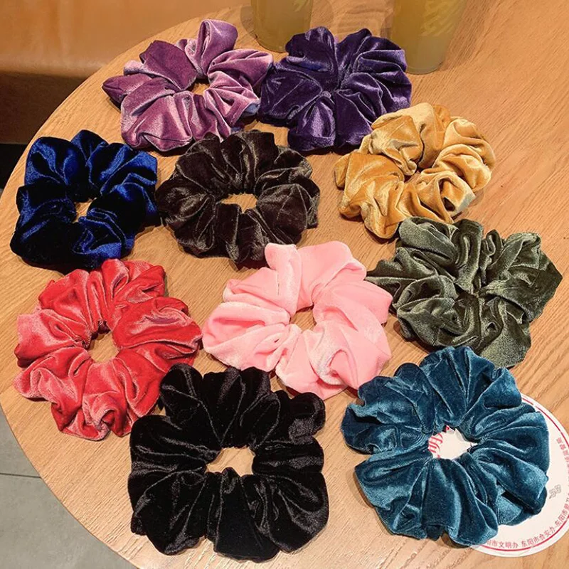 New 10 Colors Korea Velvet Scrunchie Elastic Hair Bands Solid Color Fashion Headband Ponytail Holder Hair Ties Hair Accessoires