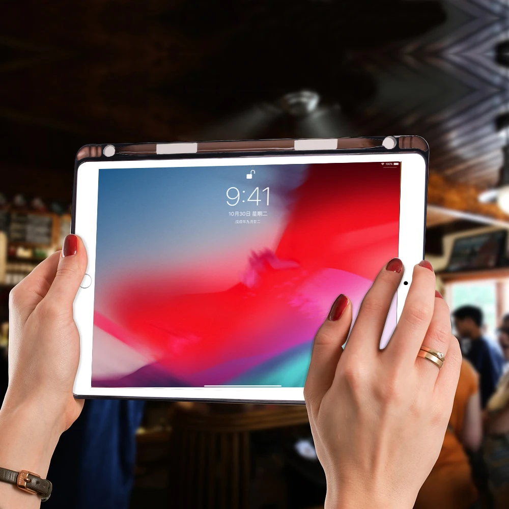 Ipadの10 2ケース鉛筆ホルダー透明シリコーンソフトtpuカバー2021 2020 2019ケース7 8 9世代