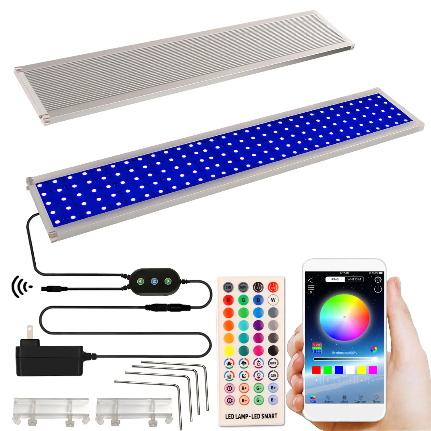 100CM RGB Aquarium Led Light For 100-120CM Aquarium Fish Tank Lamp Timer Function Stand Aquarium Lamp For Plants Flowers Marine