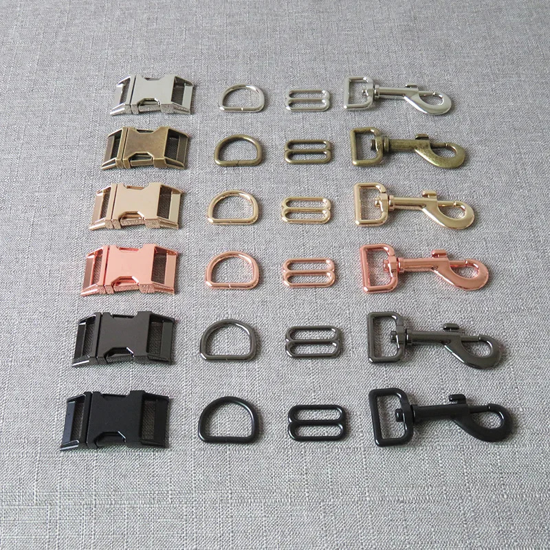 

100 sets 15mm 20mm 25mm metal straps slider D ring adjuster belt buckle snap hook clasp pet dog collar leash sewing accessories