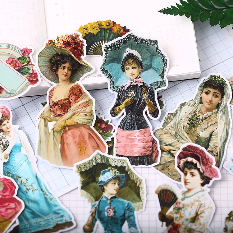 18PCS Victorian Characters Sticker DIY Scrapbooking Bottom Collage Phone Computer Diary Happy Planner Decoration Sticker