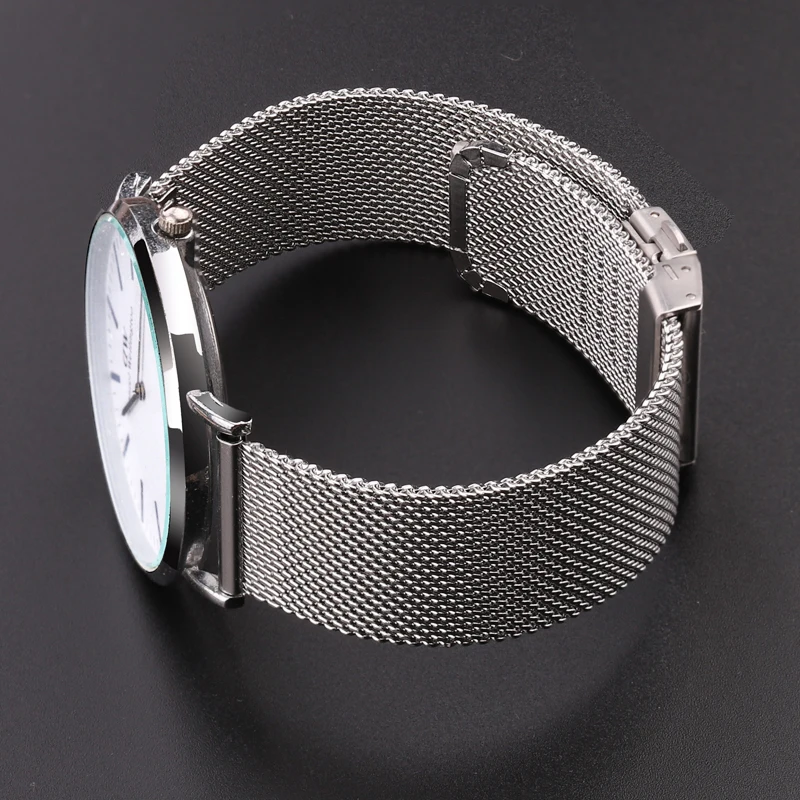 Milanese Stainless Steel Watch Bracelet Silver Black Women Men Strap 16mm - 24mm Metal Watchband Deployment Clasp