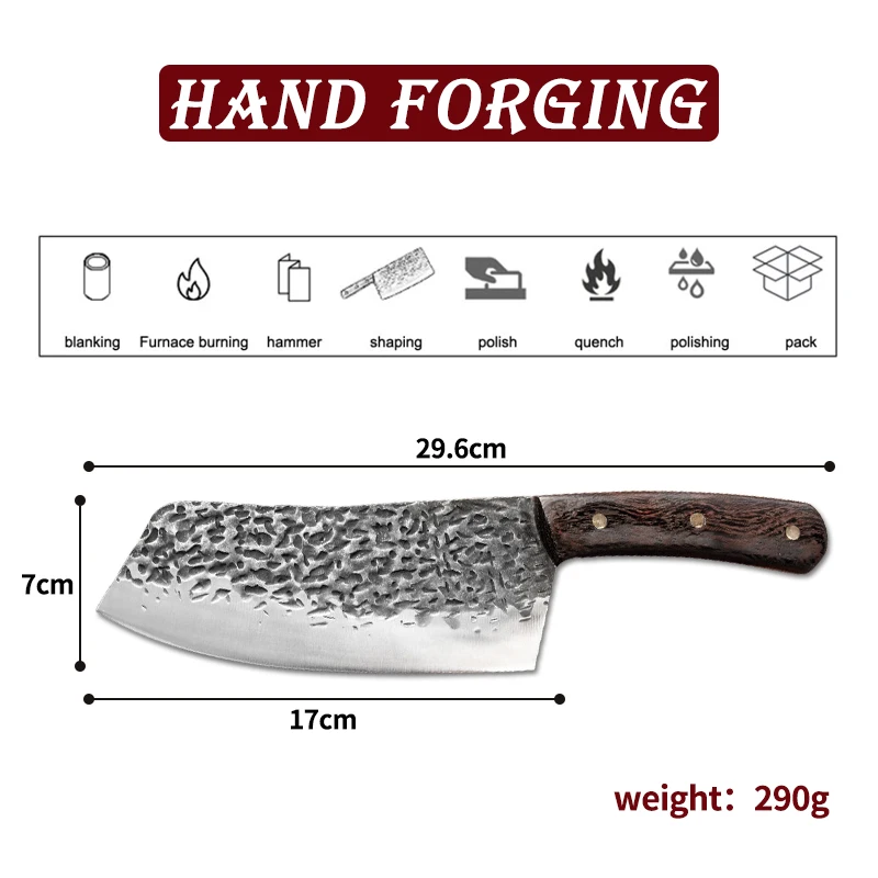 7 Inch Forged Knife Handmade Kitchen Chinese Chef Meat Slicing Cleaver Vegetables Cutting Fish Fillet Knives Stainless Steel image 2