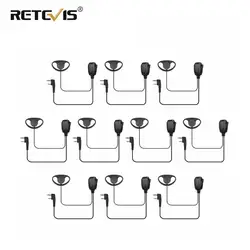 10pcs D-type Earhook Earpiece Walkie Talkie Headset PTT For Retevis H777/RT22 For TYT For Kenwood Baofeng UV-5R Quansheng UV K5