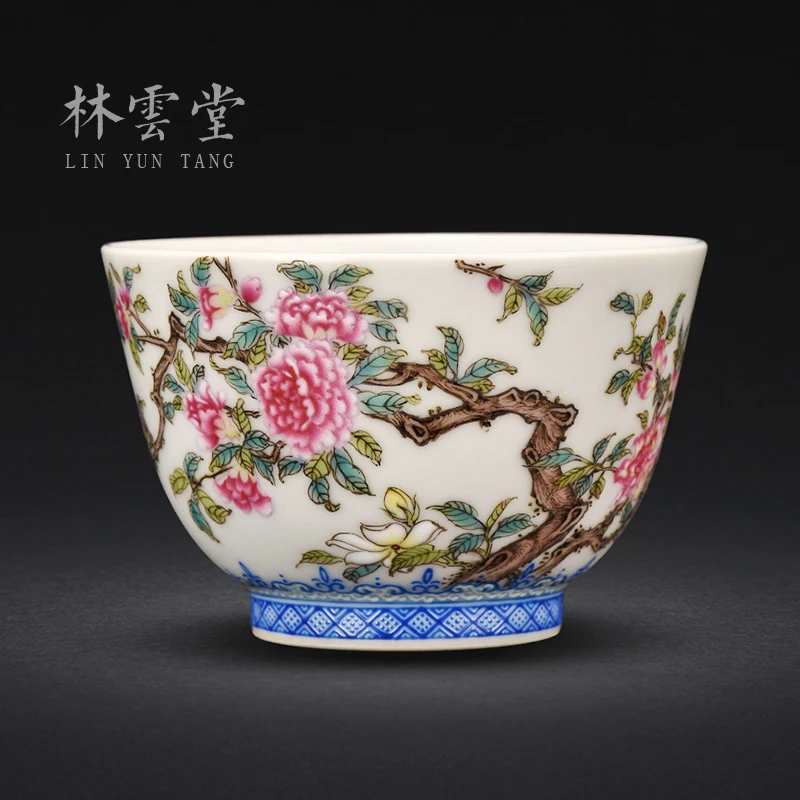 Lin Yuntang masters cup sample tea cup kung fu tea cups jingdezhen manual hand-painted famille rose tea cups